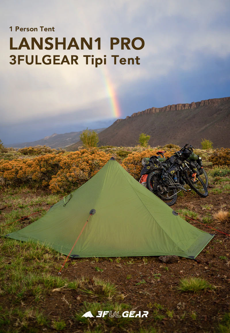 Cheap Goat Tents 3F UL GEAR Lanshan 1 Pro Waterproof Tents 3 4 Season 15D Silnylon Rodless Tent Outdoor 1 Person Light Weight Camping Tent